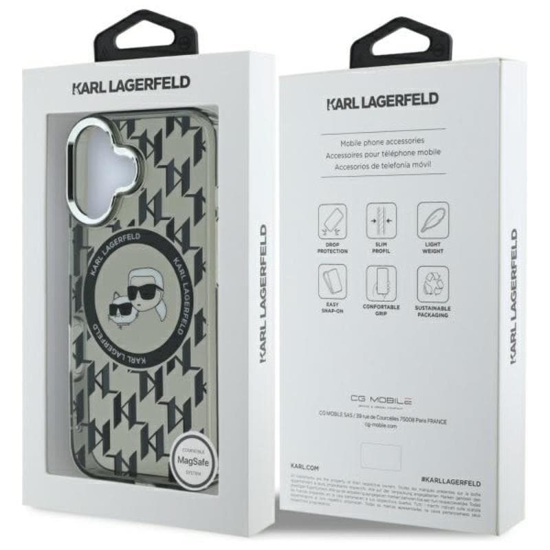 Karl Lagerfeld IML Monogram Karl & Choupette Head MagSafe - Case for iPhone 16 (black) 8