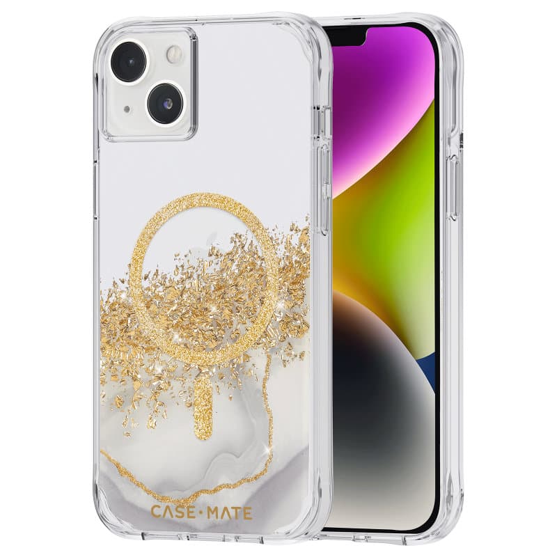Case-Mate Karat MagSafe - Case decorated in gold for iPhone 14 Plus (Marble) 5