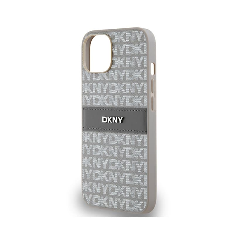DKNY Leather Mono Stripe & Metal Logo - iPhone 14 / 15 / 13 Case (beige) 6