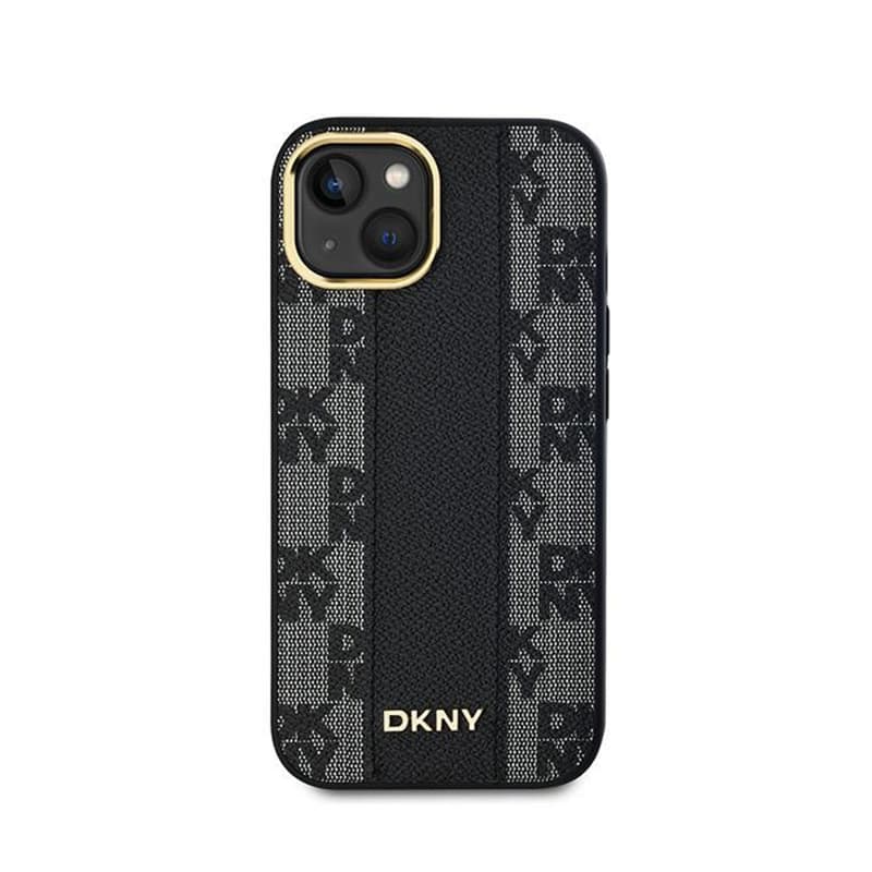 DKNY Leather Checkered Mono Pattern MagSafe - Case for iPhone 14 / 15 / 13 (Black) 3