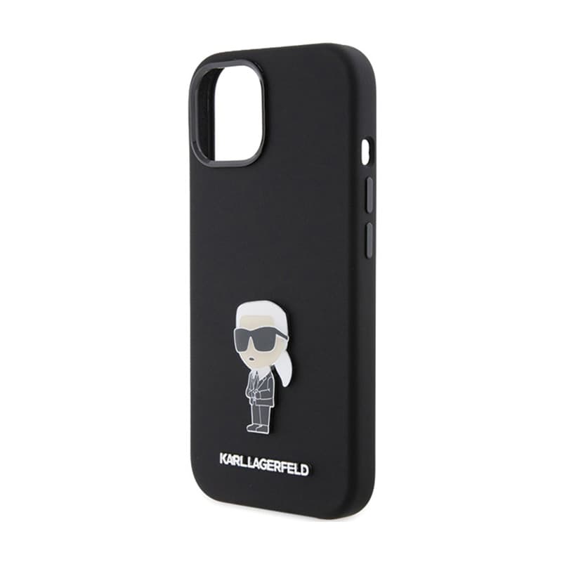 Karl Lagerfeld Silicone Ikonik Metal Pin - iPhone 15 Case (Black) 6