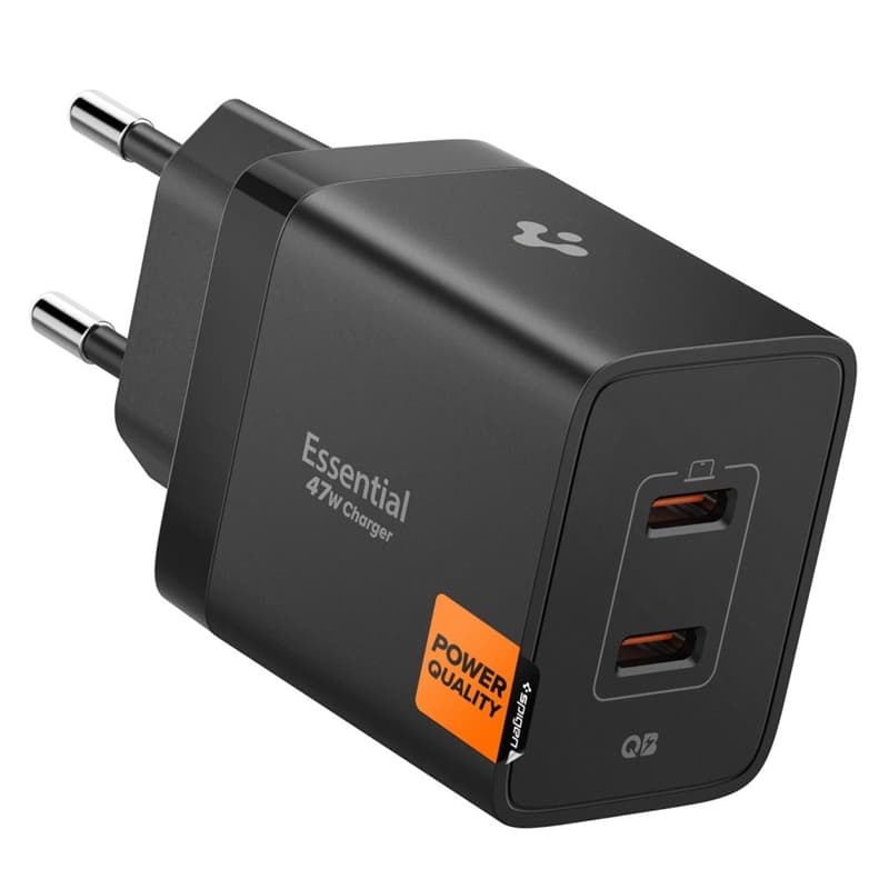 Spigen Essential EE472EU GaN Pro - 2x USB-C 47W Wall Charger (Black) 1