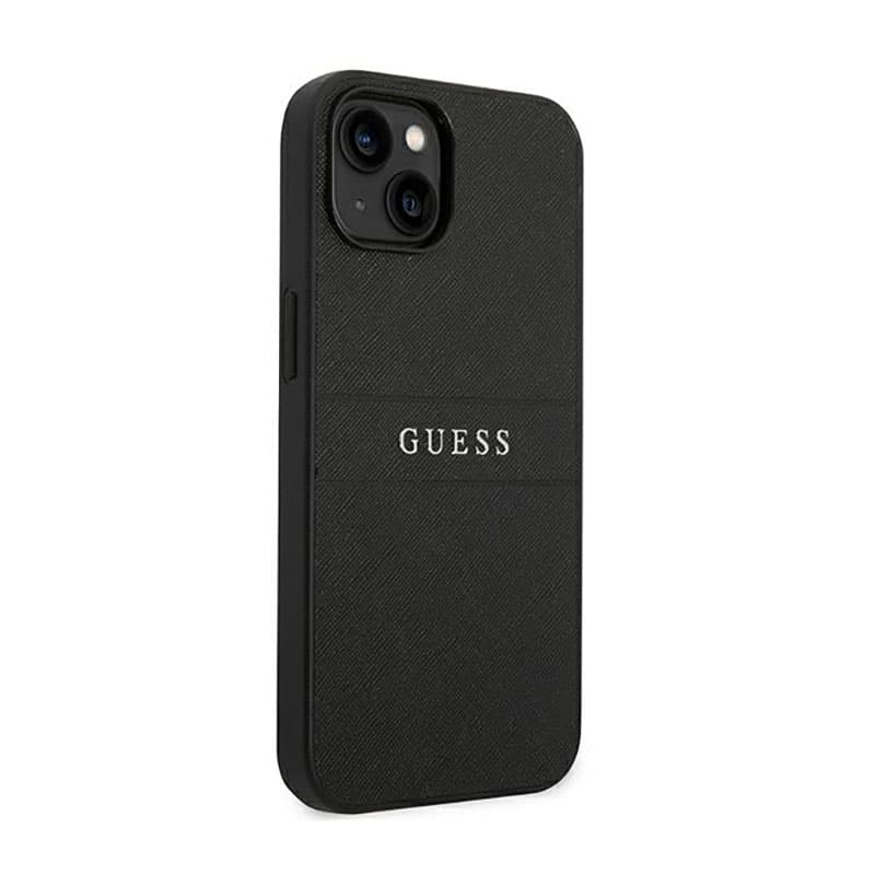 Guess Saffiano Metal Logo Stripes - Case for iPhone 14 Plus (Black) 4