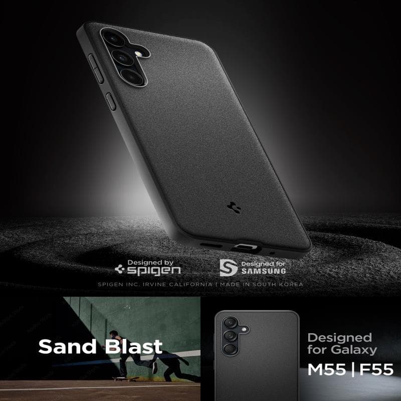 Spigen Essential SandBlast - Case for Samsung Galaxy M55 5G (Matte Black) 7