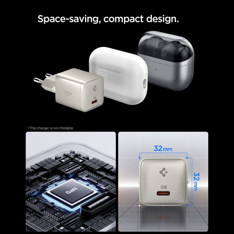 Spigen Essential EE301EU GaN - USB-C PD PPS 30W Wall Charger (Natural Titanium) 4