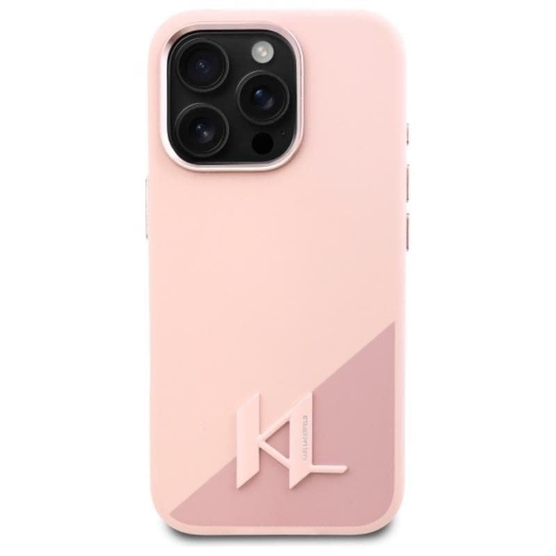 Karl Lagerfeld Silicone Shadow Metal Initial MagSafe - Case for iPhone 16 Pro (pink) 3