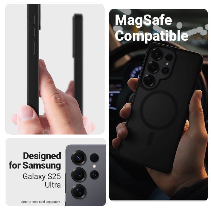 Crong Hybrid Matte Magnetic - MagSafe Case Samsung Galaxy S25 Ultra (Black) 4