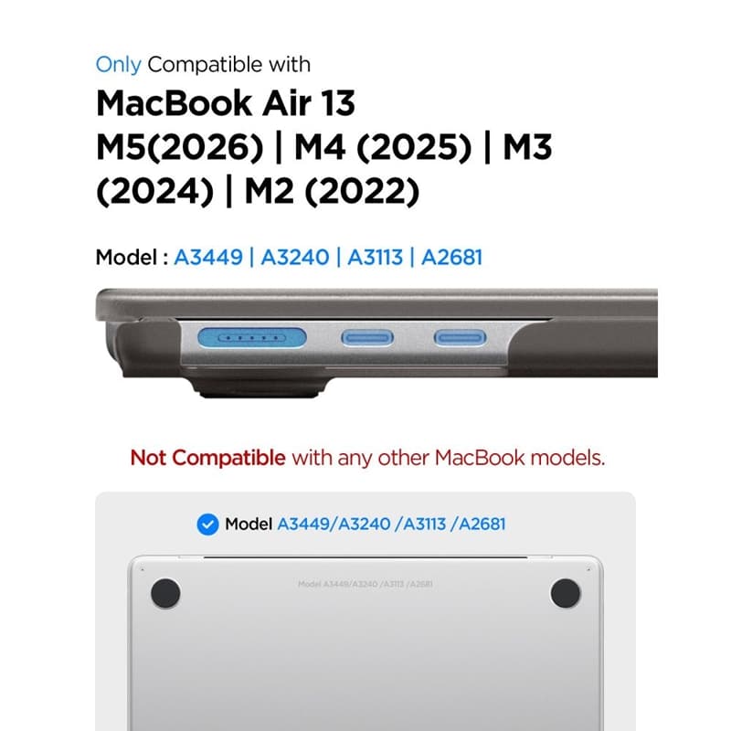Spigen AirSkin - MacBook Air Case 13.6" (M5/M4/M3/M2/2026-2022) (Frost Black) 6
