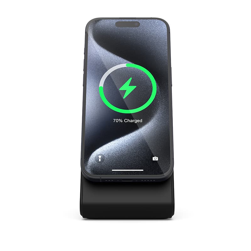 Crong MagSpot Stand - 2-in-1 Wireless Charger with MagSafe for iPhone and AirPods (Black) 3
