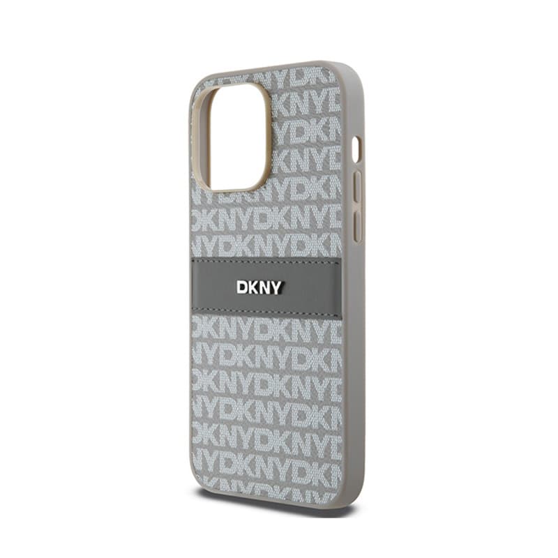 DKNY Leather Mono Stripe & Metal Logo - iPhone 14 Pro Case (beige) 6