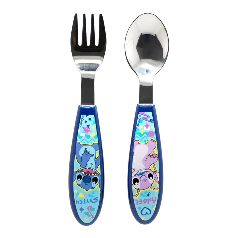 Disney Stitch - Stitch & Angel Metal Cutlery Set (Spoon and Fork)