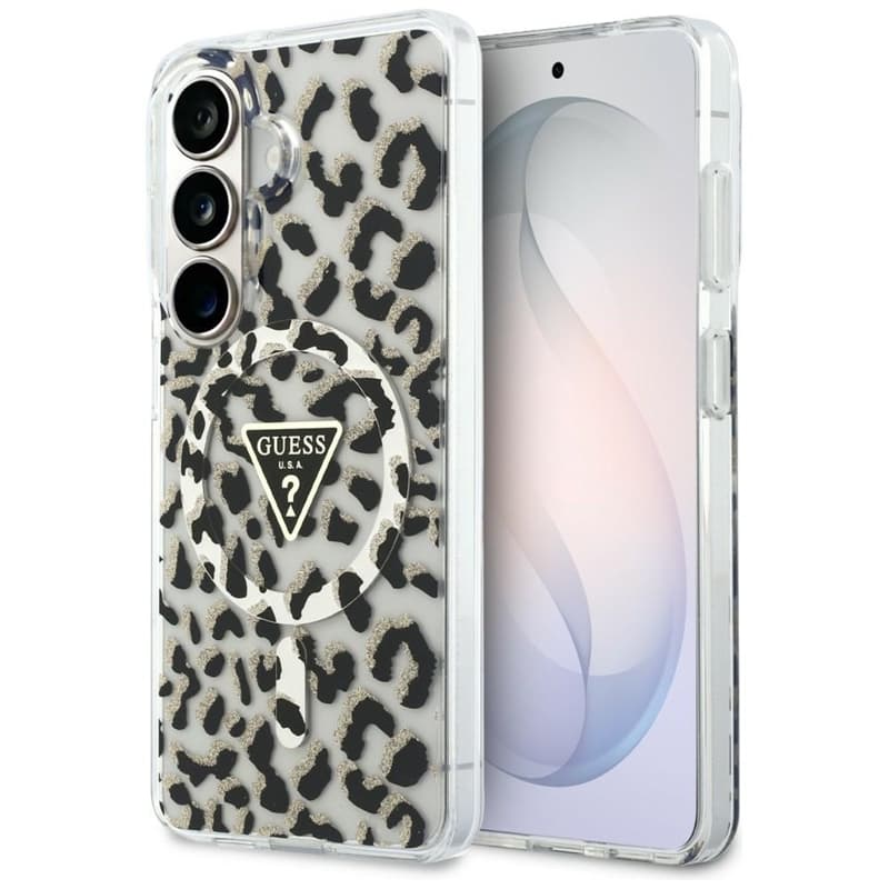 Guess IML Leopard Print Triangle MagSafe - Samsung Galaxy S26 Case (Black) 1