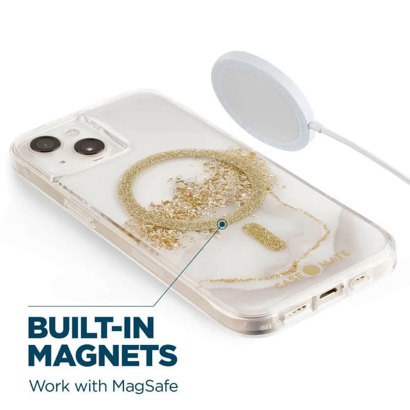Case-Mate Karat MagSafe - Case decorated in gold for iPhone 14 Plus (Marble) 6