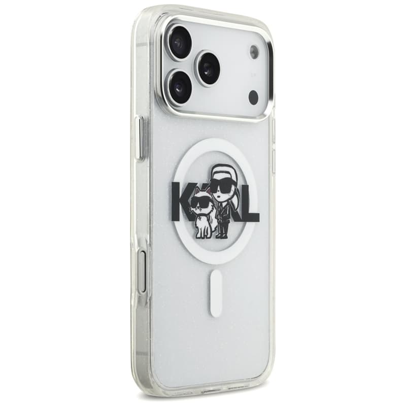 Karl Lagerfeld IML Glitter Karl & Choupette Sketch Logo MagSafe - Case for iPhone 17 Pro Max (transparent) 4