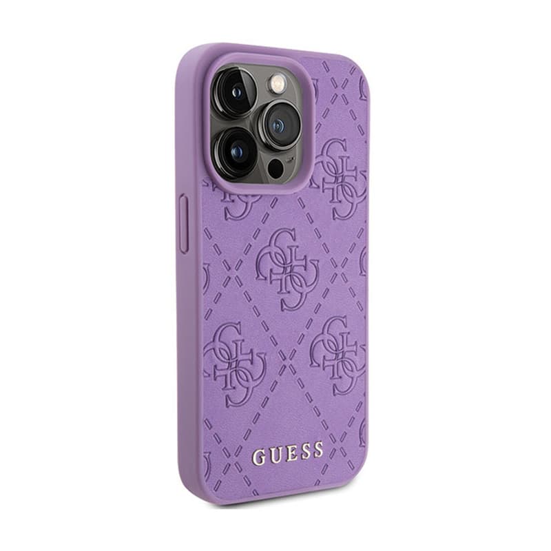 Guess Leather 4G Stamped - Case for iPhone 15 Pro Max (Purple) 4