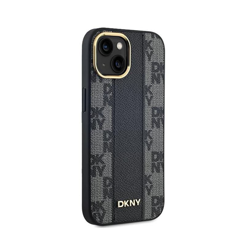 DKNY Leather Checkered Mono Pattern MagSafe - Case for iPhone 14 / 15 / 13 (Black) 4