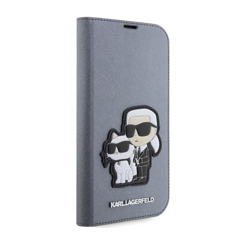 Karl Lagerfeld Booktype NFT Saffiano Karl & Choupette - Case for iPhone 14 Pro (Silver) 5