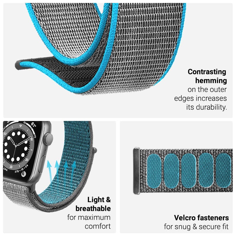 Crong Nylon Reflex - Sport Band for Apple Watch 44/45/46/49 mm (Black) 6