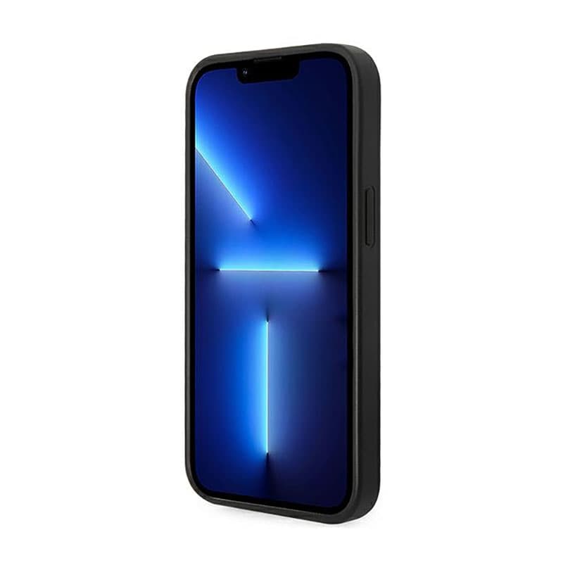 Guess Saffiano Metal Logo Stripes - Case for iPhone 14 Plus (Black) 5
