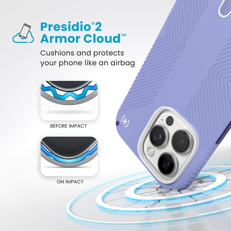 Speck Presidio2 Grip ClickLock & MagSafe - iPhone 16 Pro Max Case (Future Lavender / Cassis Purple / White) 4