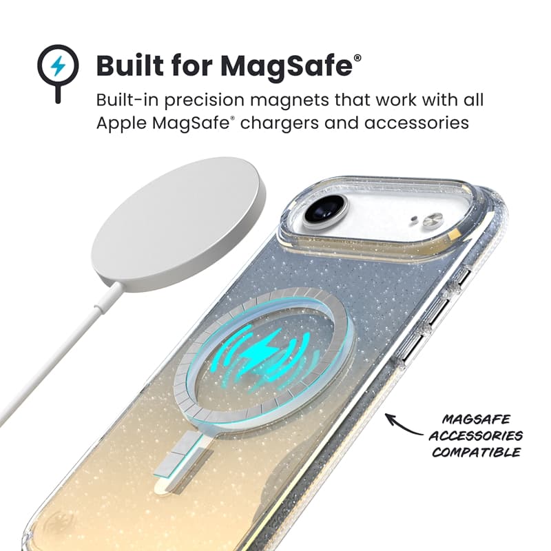 Speck Presidio Lux MagSafe - iPhone Air Case (Hyper Mirror Glitter / Silver Metallic) 5