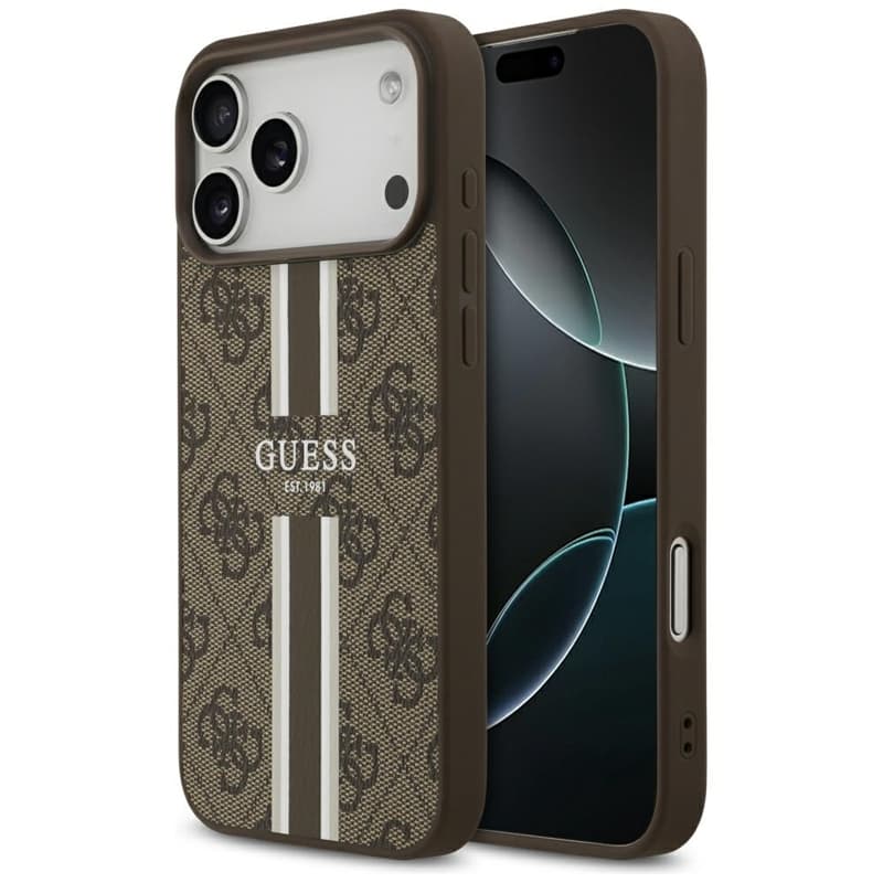 Guess 4G Printed Stripes MagSafe - Case iPhone 17 Pro Max (brown) 1