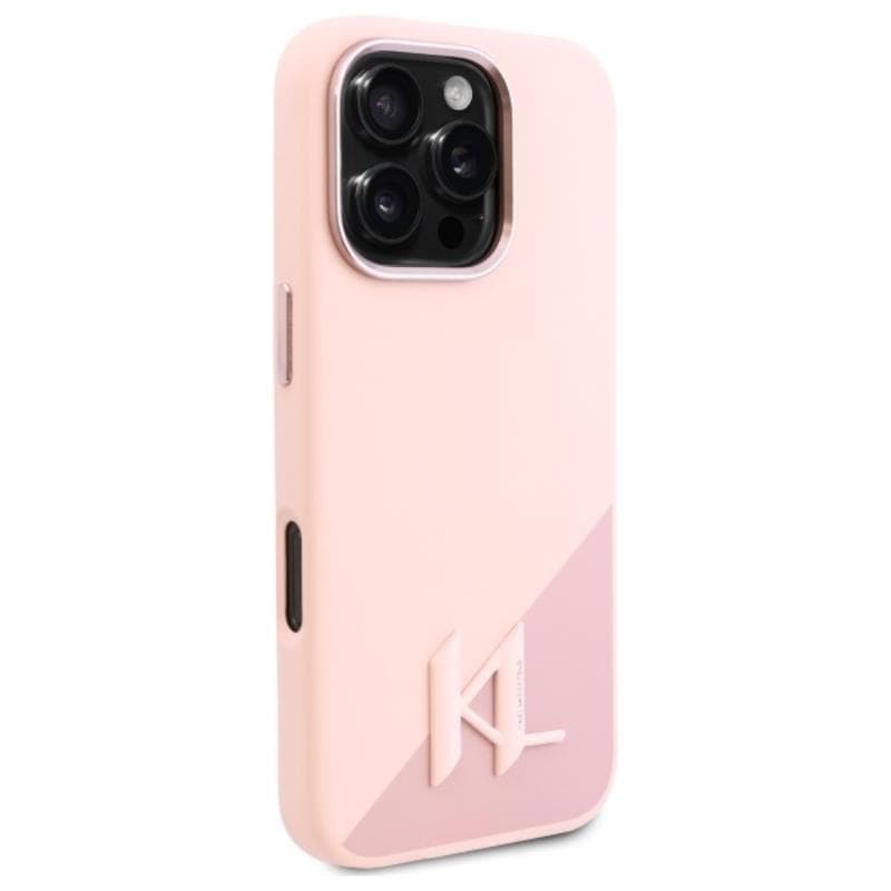 Karl Lagerfeld Silicone Shadow Metal Initial MagSafe - Case for iPhone 16 Pro (pink) 4