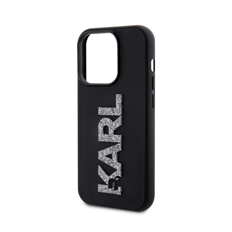 Karl Lagerfeld 3D Rubber Glitter Logo - Case for iPhone 15 Pro (Black) 6