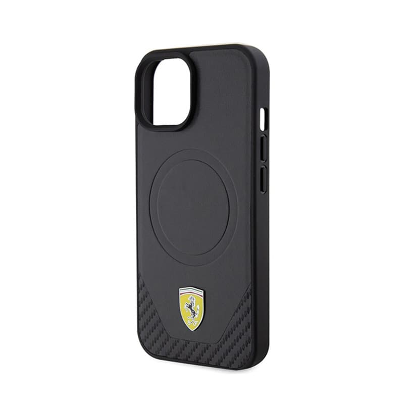 Ferrari Carbon Metal Logo MagSafe - Case for iPhone 15 (black) 6