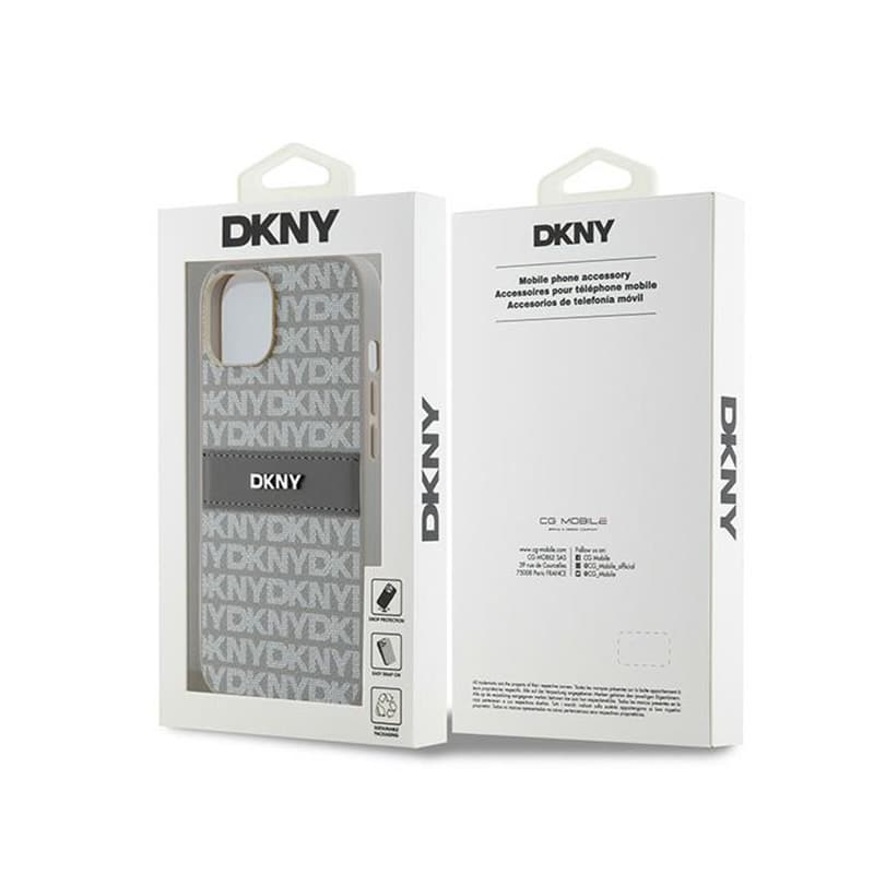 DKNY Leather Mono Stripe & Metal Logo - iPhone 14 / 15 / 13 Case (beige) 8