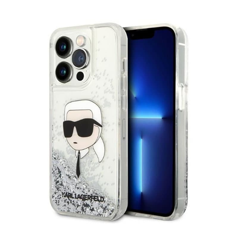 Karl Lagerfeld Liquid Glitter NFT Karl's Head - Case for iPhone 14 Pro (Silver) 1