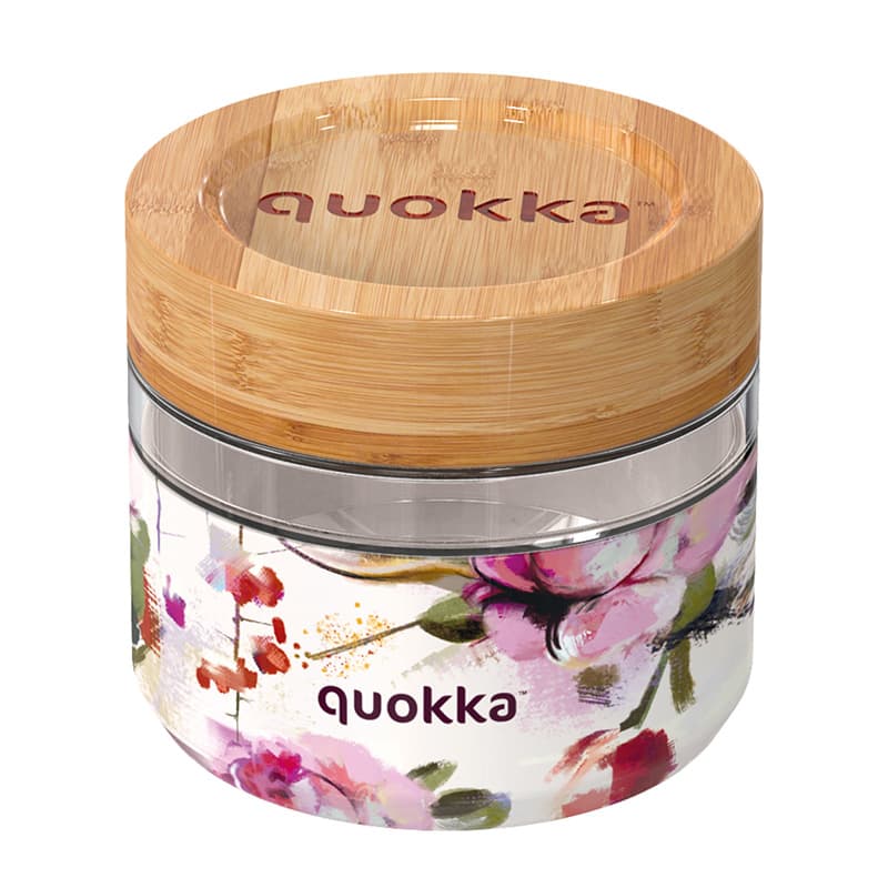 Quokka Deli Food Jar - Glass Food Container / Lunchbox 500 ml (Dark Flowers)