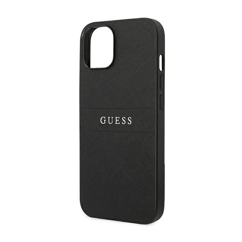 Guess Saffiano Metal Logo Stripes - Case for iPhone 14 Plus (Black) 6