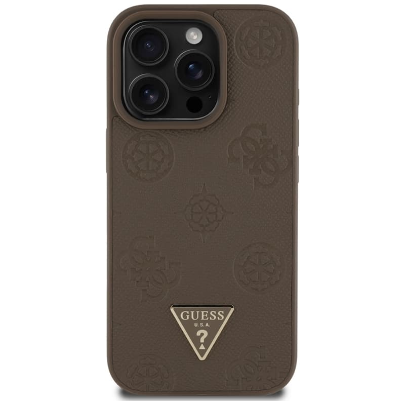 Guess Grained Hot Stamp Peony Triangle Logo MagSafe - Case for iPhone 16 Pro (brown) 3