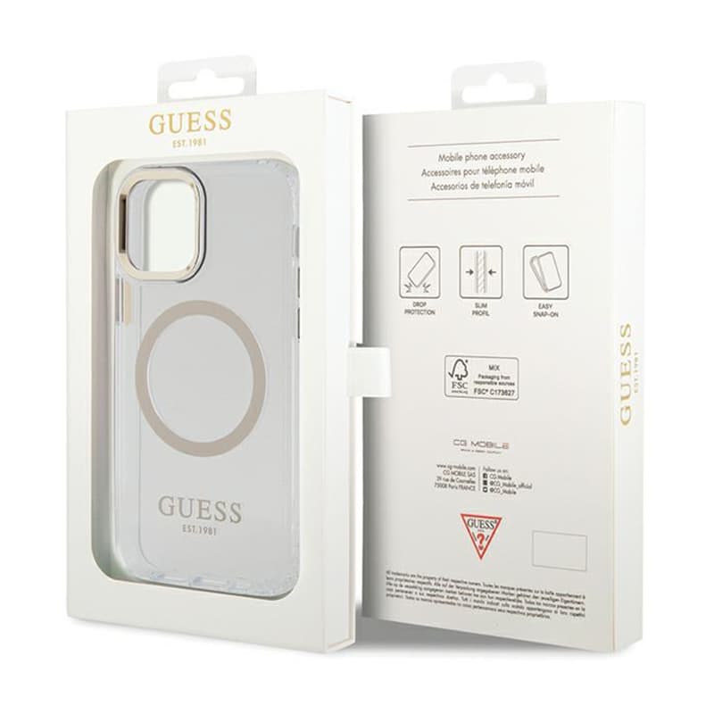 Guess Metal Outline MagSafe - Case for iPhone 12 / iPhone 12 Pro (Transparent / Gold) 8