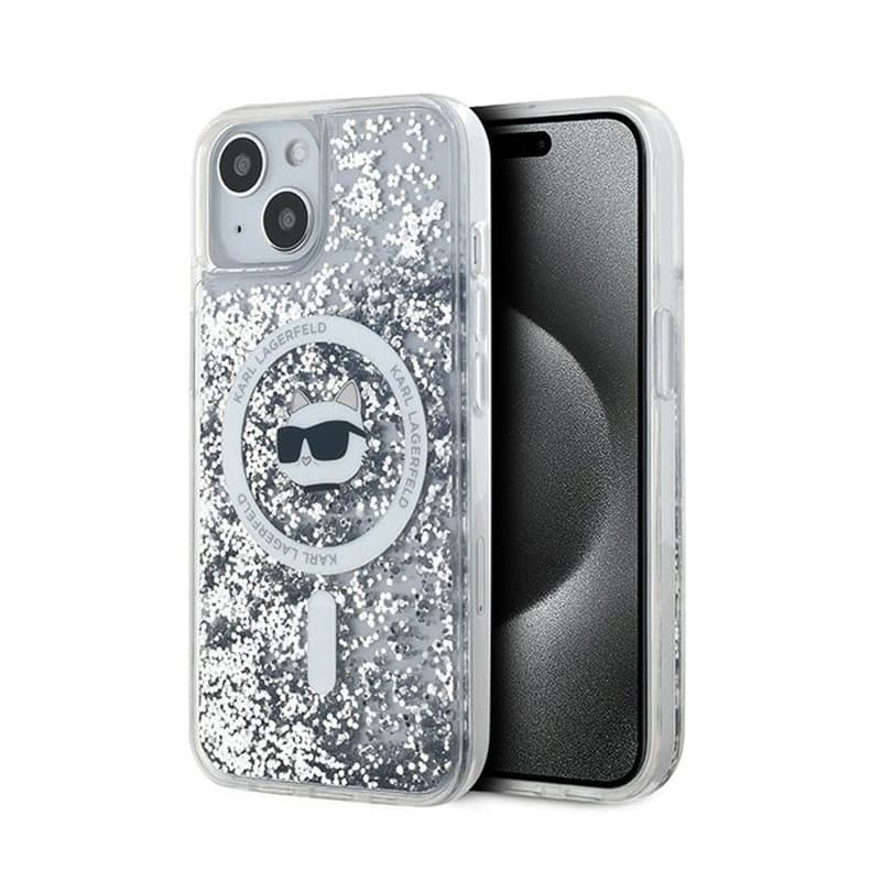 Karl Lagerfeld Liquid Glitter Choupette Head MagSafe - iPhone 15 Plus / 14 Plus Case (Transparent) 1
