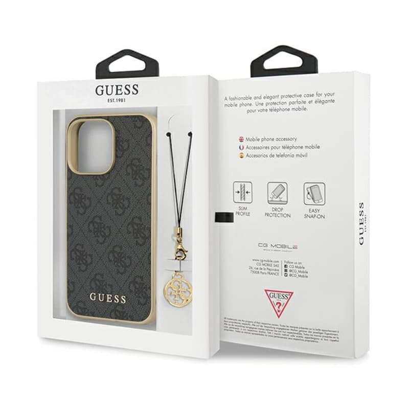 Guess 4G Charms Collection - Case for iPhone 14 Pro (Grey) 8