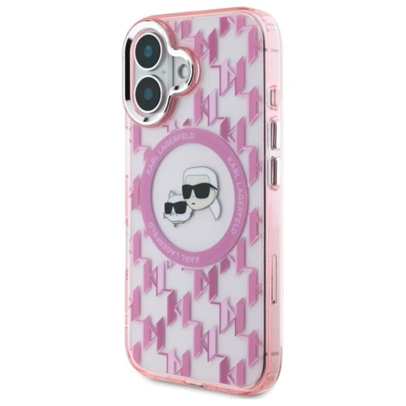 Karl Lagerfeld IML Monogram Karl & Choupette Head MagSafe - Case for iPhone 16 (pink) 2