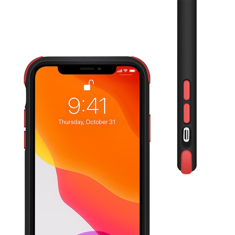 Crong Trace Clear Cover - iPhone 11 Pro Case (Black/Red) 2