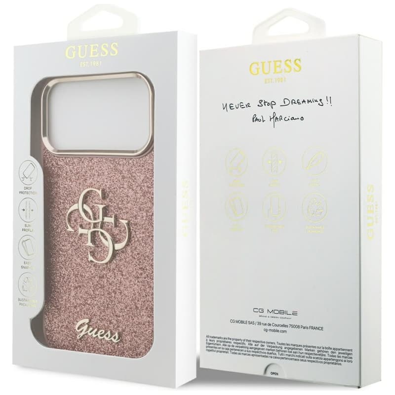Guess Fixed Glitter Big 4G Metal Frame - Case iPhone 17 Pro Max (pink) 8