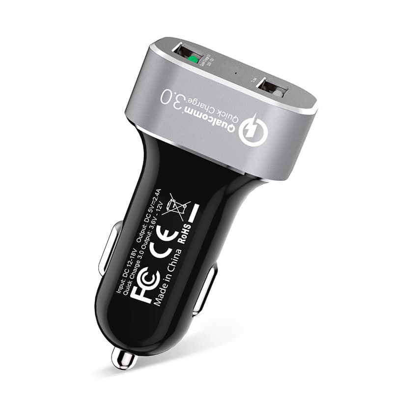 Crong Power Car Charger 30W - USB QuickCharge 3.0 Car Charger + USB 2.4A (Aluminum) 6