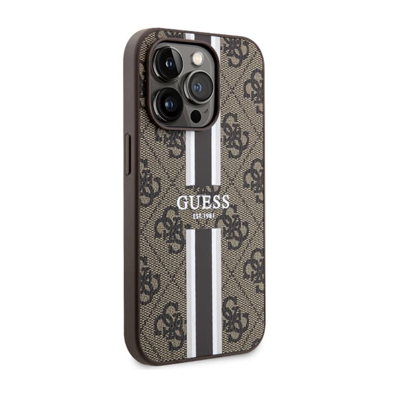 Guess 4G Printed Stripes MagSafe - Case for iPhone 14 Pro (Brown) 4