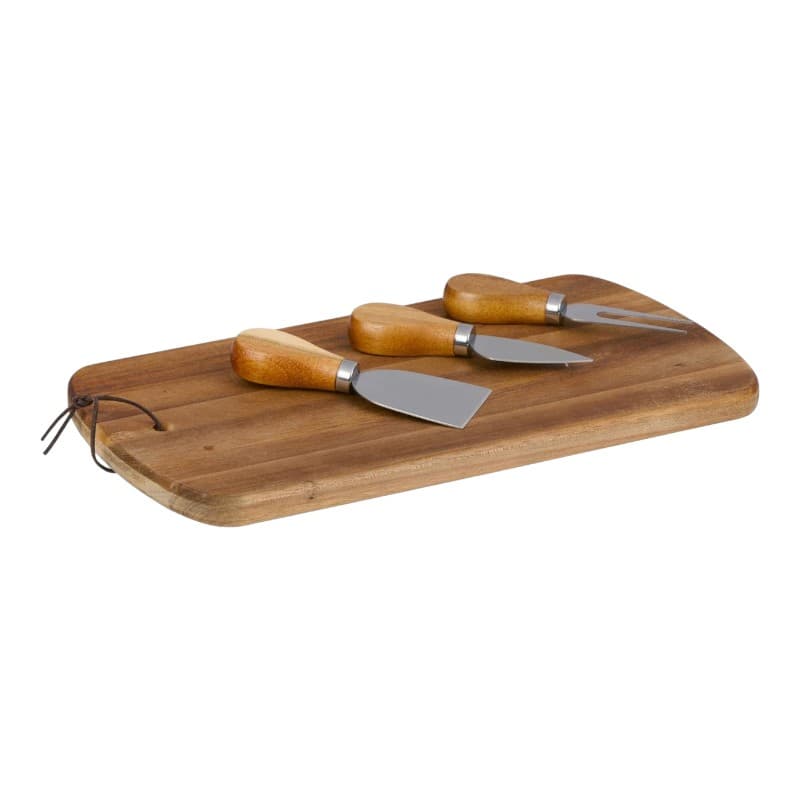 Alpina - Cheese serving set, wooden board, 32x17.5 cm, + 3 knives 1