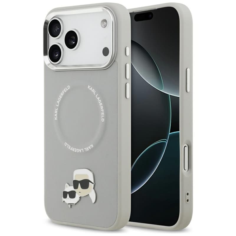 Karl Lagerfeld Karl & Choupette Pins MagSafe - Case for iPhone 17 Pro (gray)