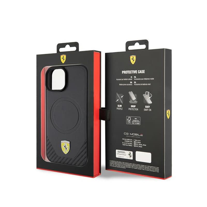 Ferrari Carbon Metal Logo MagSafe - Case for iPhone 15 (black) 8