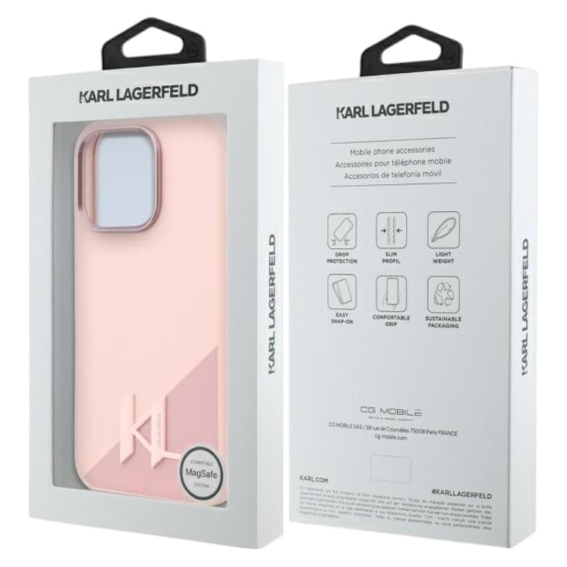 Karl Lagerfeld Silicone Shadow Metal Initial MagSafe - Case for iPhone 16 Pro Max (pink) 8