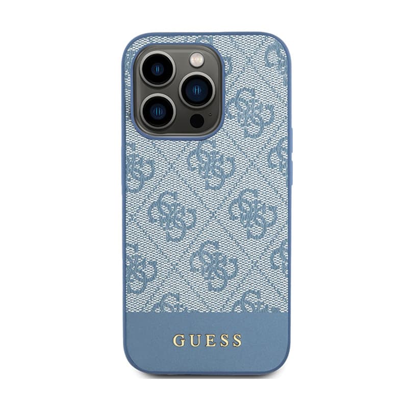 Guess 4G Bottom Stripe Metal Logo Collection - Case for iPhone 15 Pro (blue) 3