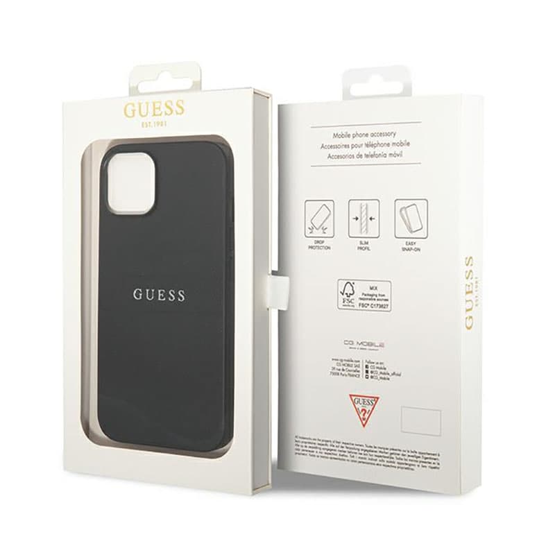Guess Saffiano Metal Logo Stripes - Case for iPhone 14 Plus (Black) 8