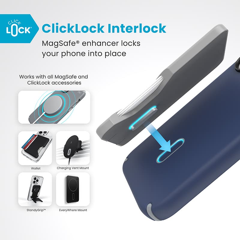 Speck Presidio2 Pro ClickLock & MagSafe - iPhone 16 Case (Coastal Blue / Dust Gray / White) 2