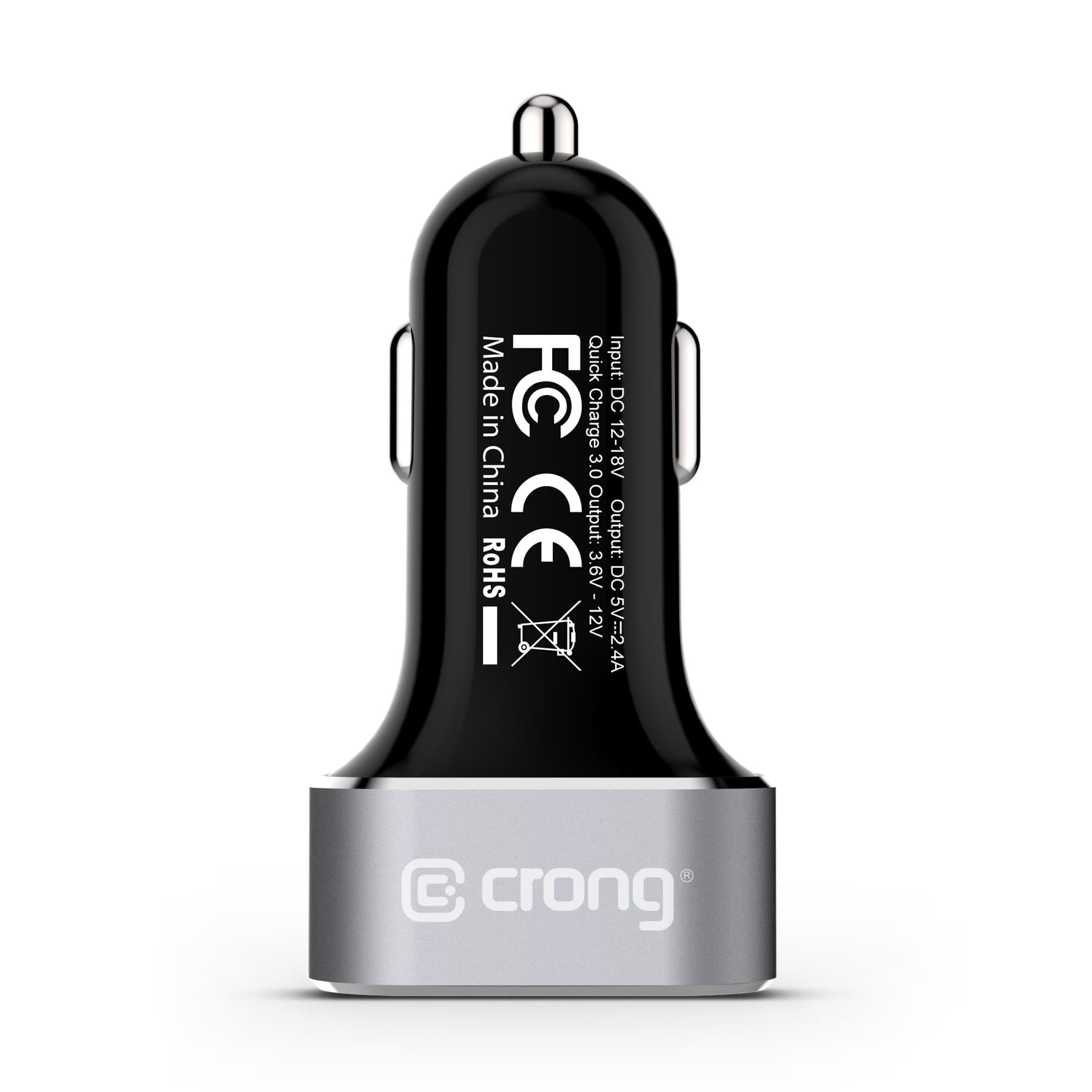 Crong Power Car Charger 30W - USB QuickCharge 3.0 Car Charger + USB 2.4A (Aluminum) 7